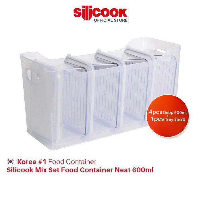 Silicook Mix Set Food Neat 600Ml (4Xdeep 600Ml + 1 Tray Small)