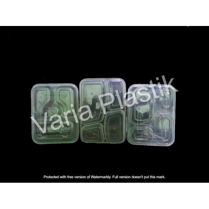 Kotak Bento Plastik Sekat 4 / Thinwall sekat 4 / Tempat makan / lunch box