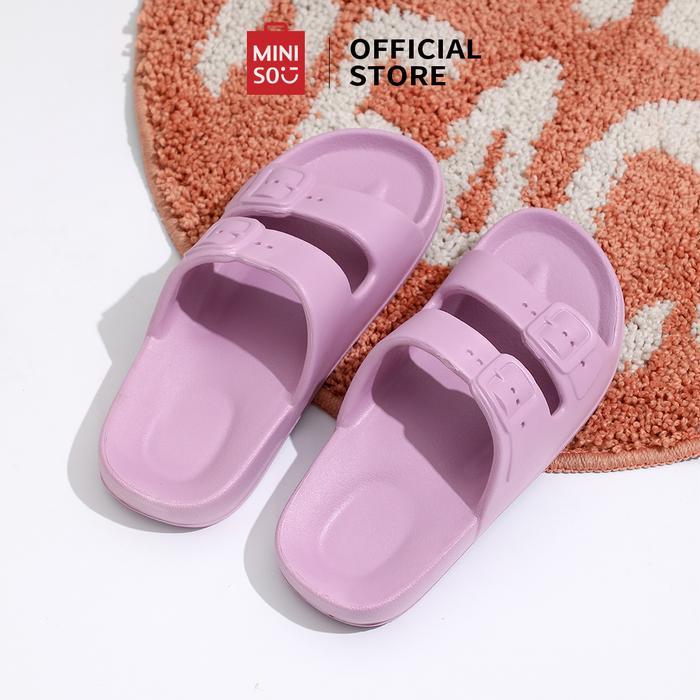 Miniso Toys - Sandal Slop Untuk Pria Dan Wanita, Double Strap, Sol Datar Empuk, Korean Fashion
