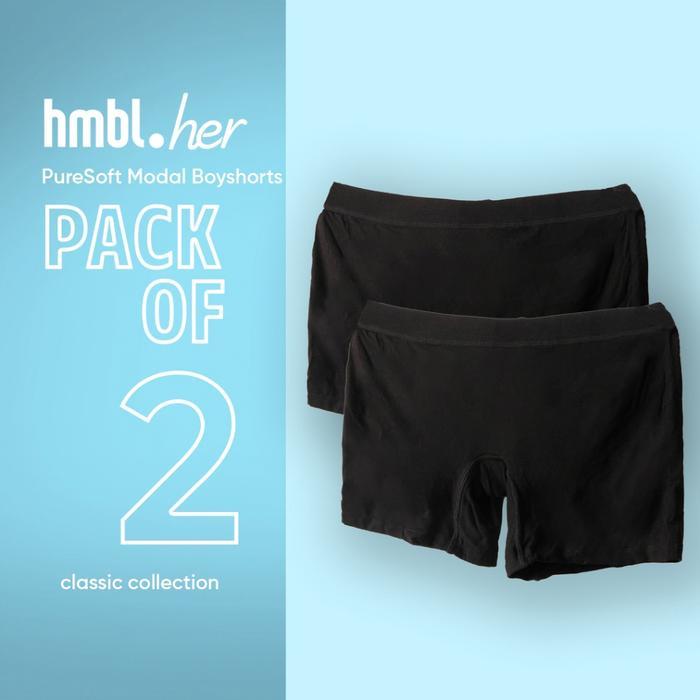 Sorella - Hmbl Woman'S Puresoft Modal Boyshort 2 Pcs, Celana Dalam Wanita (S-Xl)