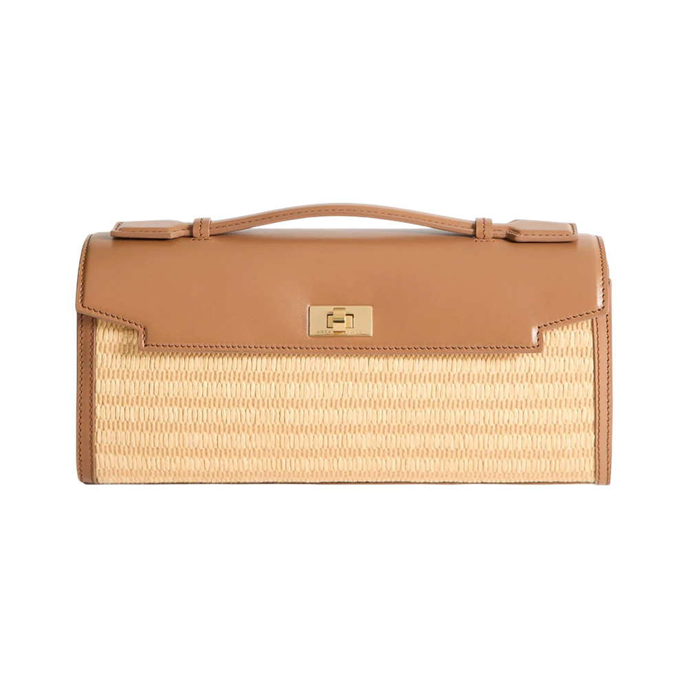 Mortimer Raffia Clutch Bag Pecan