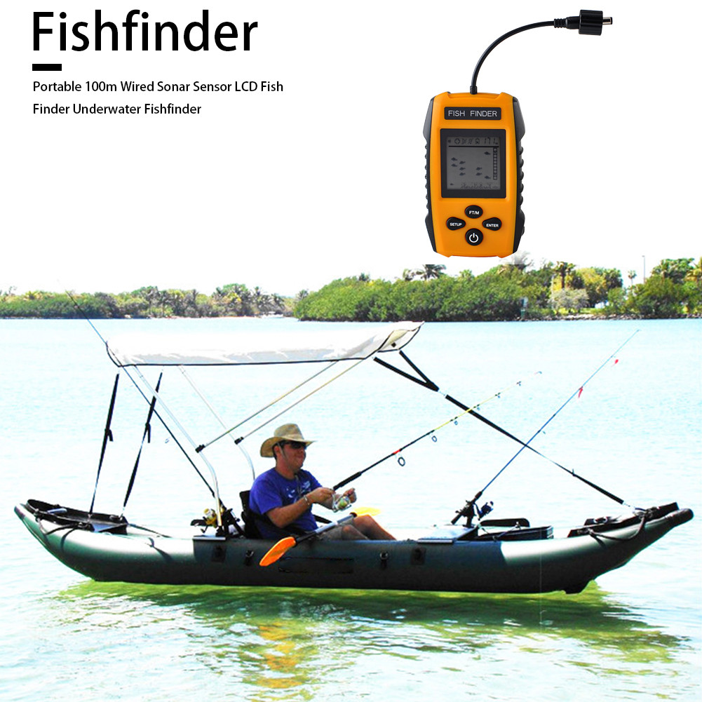 Portable LCD Wired Sonar Sensor Fish Finder Depth Locator Underwater Fishfinder