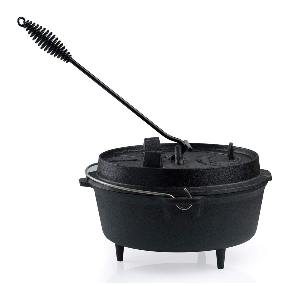 Dutch Oven Lid Lifter with Spiral Bail Handle, Cast Iron Dutch Oven