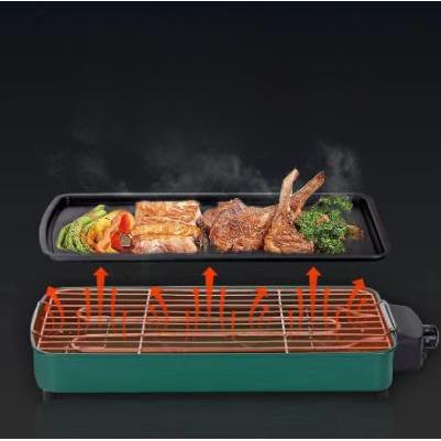 Alat Panggang Elektrik Pemanggang Listrik Elektrik BBQ Grill 2 In 1 Grill Bbq Hotpot Elektrik Anti