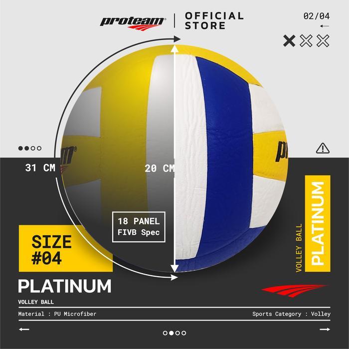 Bola Voli Original Proteam Volley Ball Platinum Blue-Yellow Bahan PU Japan Microfiber Size 4