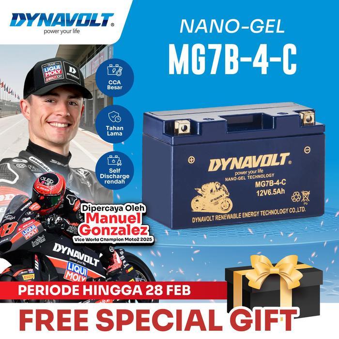 Ready DYNAVOLT Aki Motor Triumph Daytona 675, dll Nano-Gel MG7B-4-C 6.5 AH 260 CCA