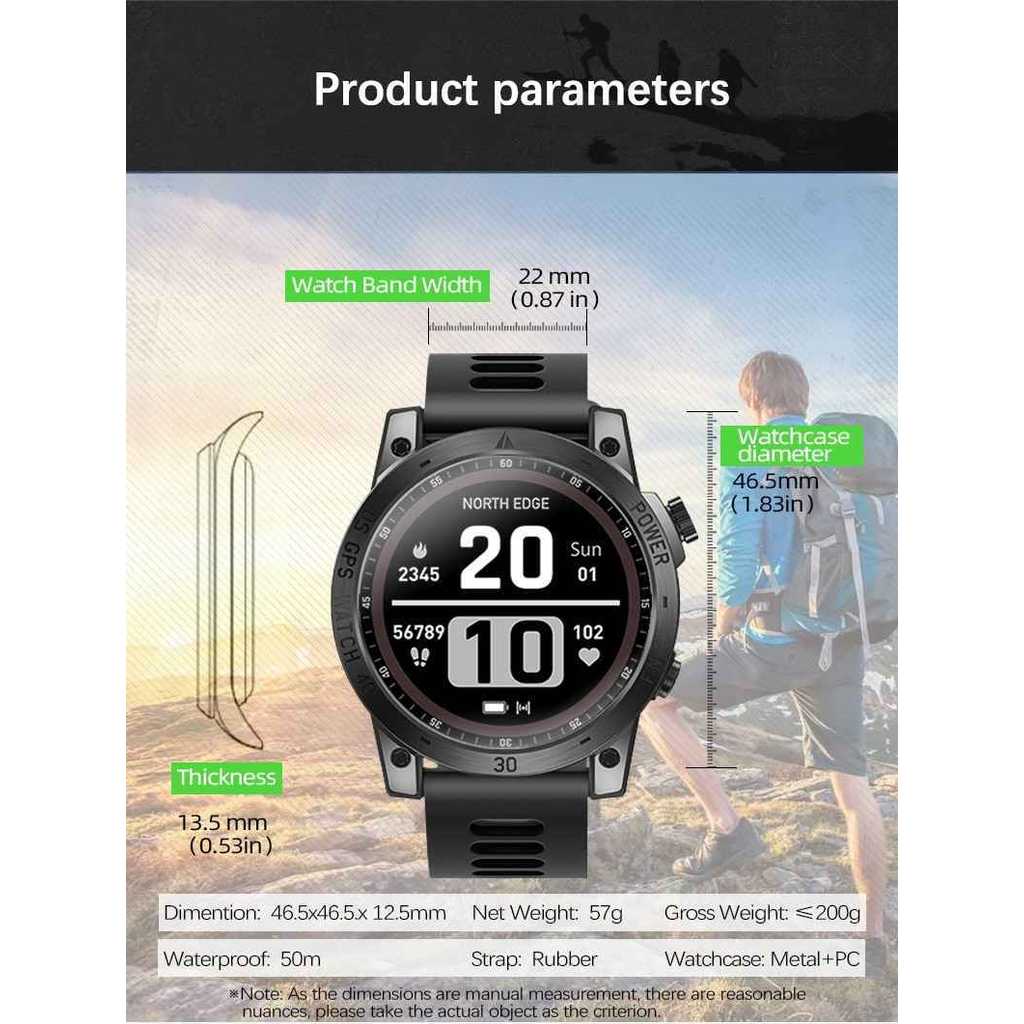 NORTH EDGE CROSS FIT 3 Smart Watch GPS AMOLED Display Altimeter Barometer Compass