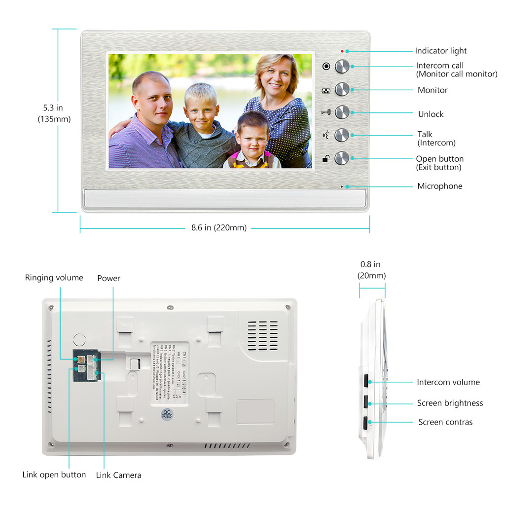 Wired Video Intercom System Video Entry Doorphone Door Camera Video Doorbell Door Phone Kits for