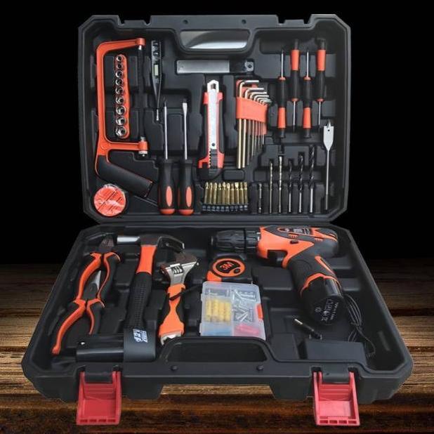 PERKAKAS SET SUPER LENGKAP BOR LISTRIK OBENG TANG PALU TOOLKIT 102 SET