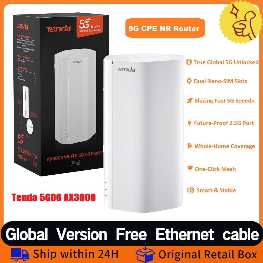 Tenda 5G CPE SIM Router AX3000 Wi-Fi 6 Wireless CPE Modem WiFi Hotspot 5G/4G/3G Multi-Mode 2.4Ghz