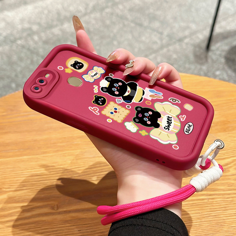 Casing Hp untuk OPPO A7 A5s A12 A12s A11K Case Casing HP Softcase Ponsel Soft Shell dengan Tali Sili