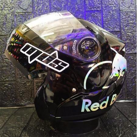 Helm Mds Pro Rider Solid Black Red Bull Modular