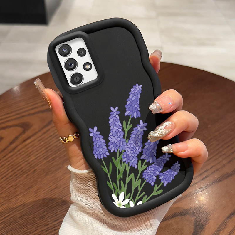 Casing Hp Untuk Samsung A52 4G A52 5G A52s Case Lavender Kartun Cesing Wave Gelombang Kesing Frosted