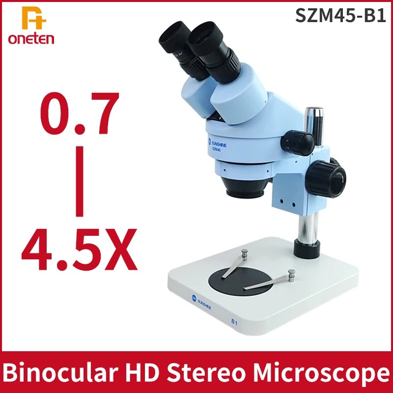 TERLARIS RELIFE SZM45-B1 Binocular HD Stereo Microscope 0.7-4.5X Continuous Zoom for PCB Board Elect