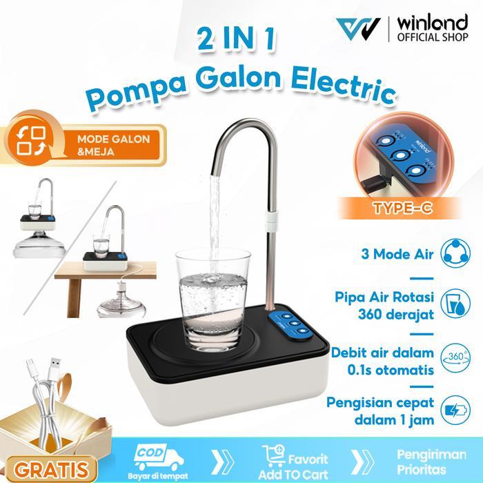 Winland Pompa Air Galon Elektrik 2In1 Dispenser Air Panas Dingin Rumah Dan Luar Ruangan