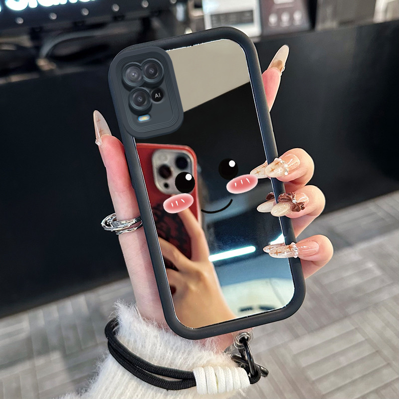 Casing Hp untuk OPPO A54 Case Casing ekspresi lucu pola Silikon Softcase Kasing HP tali gantung Cesi