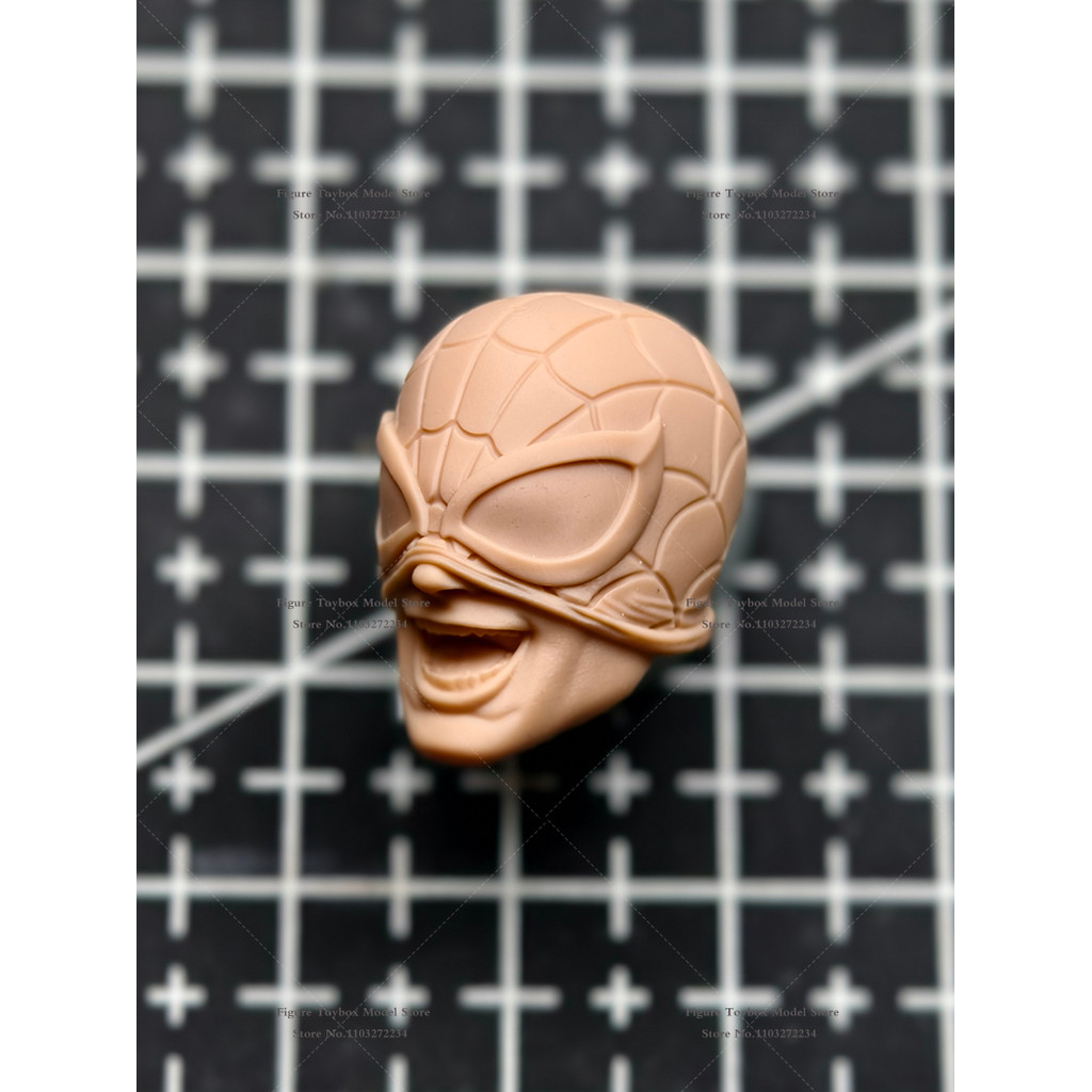 1/12 Scale Spider Mask Design Peter Parker Unpainted Head Sculpt Model Super Hero Battle Damage Toy