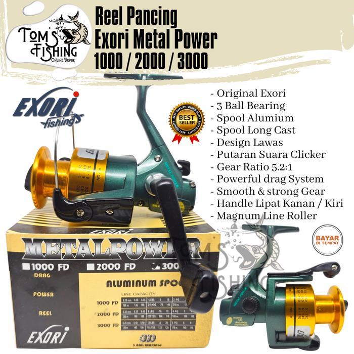 Reel Pancing Exori Metal Power 1000 - 3000 Spool Alumium (3 Bearing) Clicker Murah - Toms Fishing