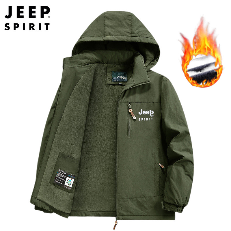 Jeep Spirit Men Clothing Jacket Autumn Winter Thickened Outerwear Windproof Warmth Outdoor Casual