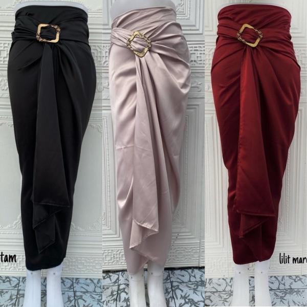 Rok Lilit Kain Serut Polos Sateen Silk Bawahan Kebaya Modern