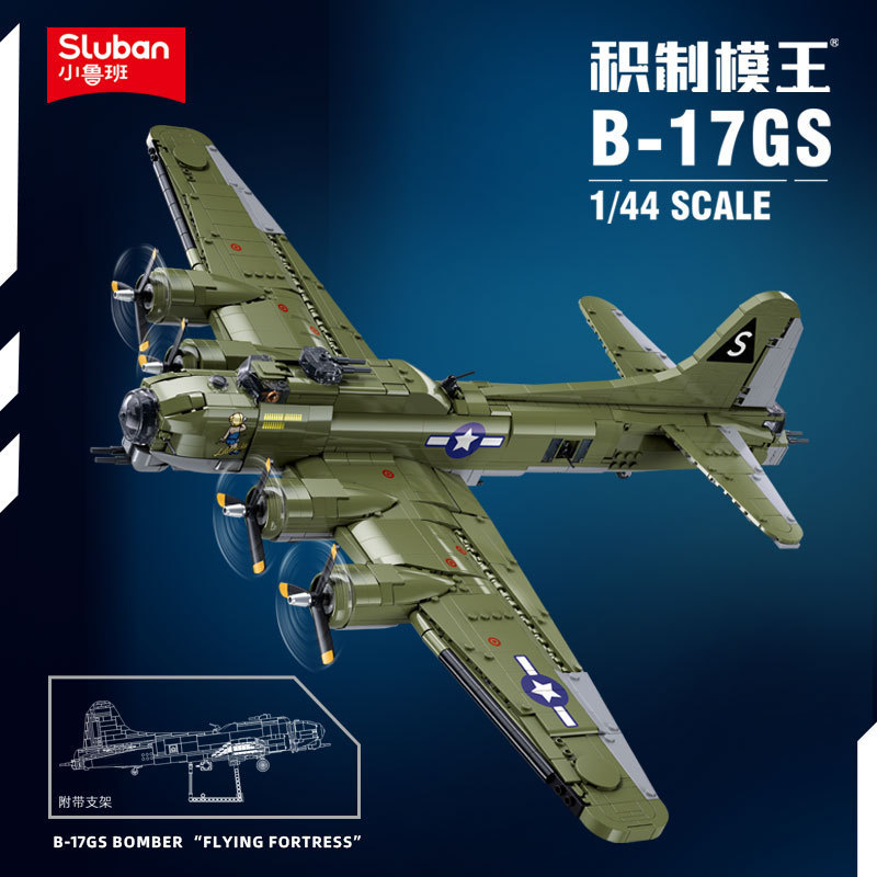 Sluban WW2 B-17 Bomber Model Building Blocks USAAC Military Flying Fortress Bombardment Aircraft