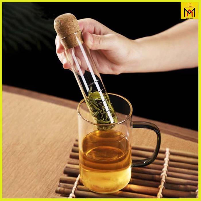 Botol Tabung Kaca Saringan Teh Tahan Panas Filter Infuser Glass Tube