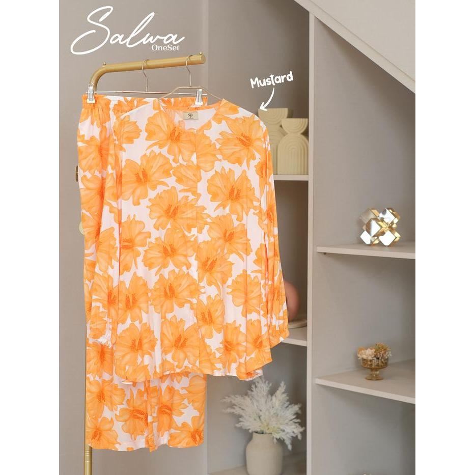 Salwa Set New By Vhiana One Set Lengan Panjang Muslim Wanita Bahan Rayon Baju Setelan Celana