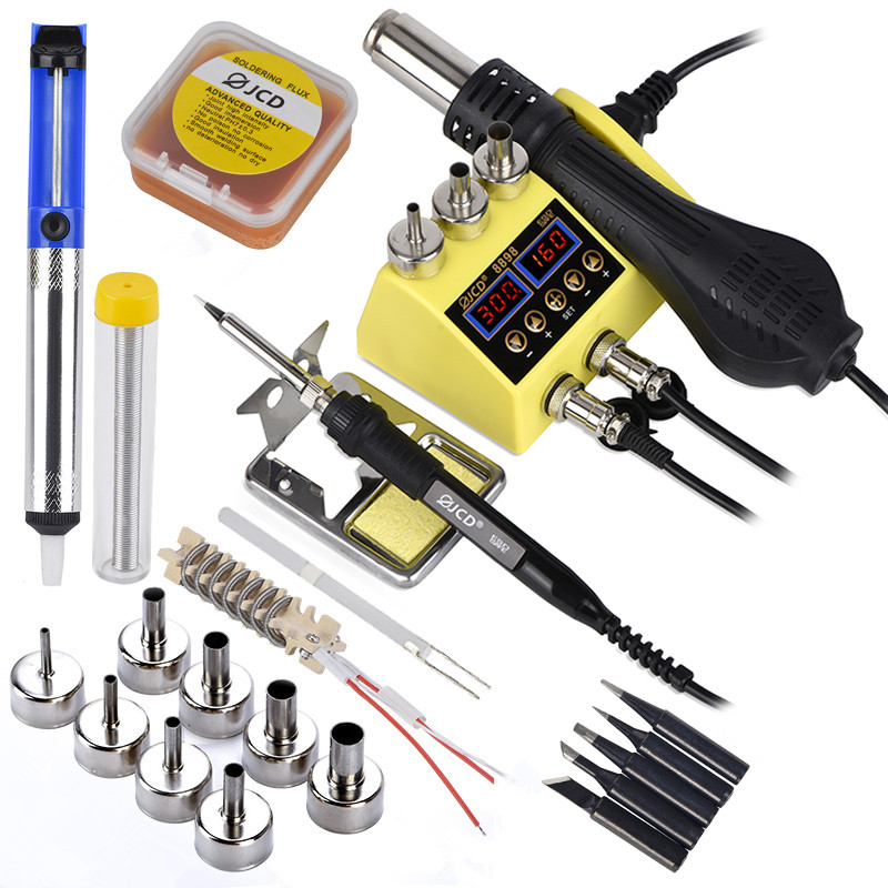 JCD 750W Soldering Station 2 in 1 LCD Digital display Rework Welding Station Kit for cell-phone SMD 