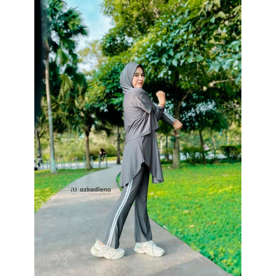 Azkadiena Zalika One Set Sport Baju Setelan Olahraga Wanita Muslimah Set Jilbab Olah Raga Cutbray