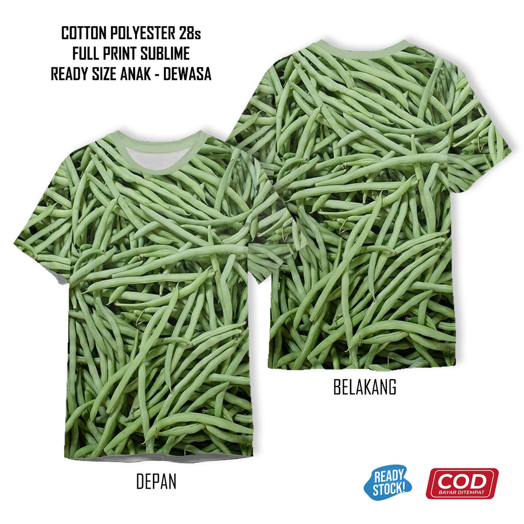 Kaos Sayur Wortel Mentimun Terong Buncis Tomat Full Printing Keren | Baju Sayuran Anak dan Dewasa Un