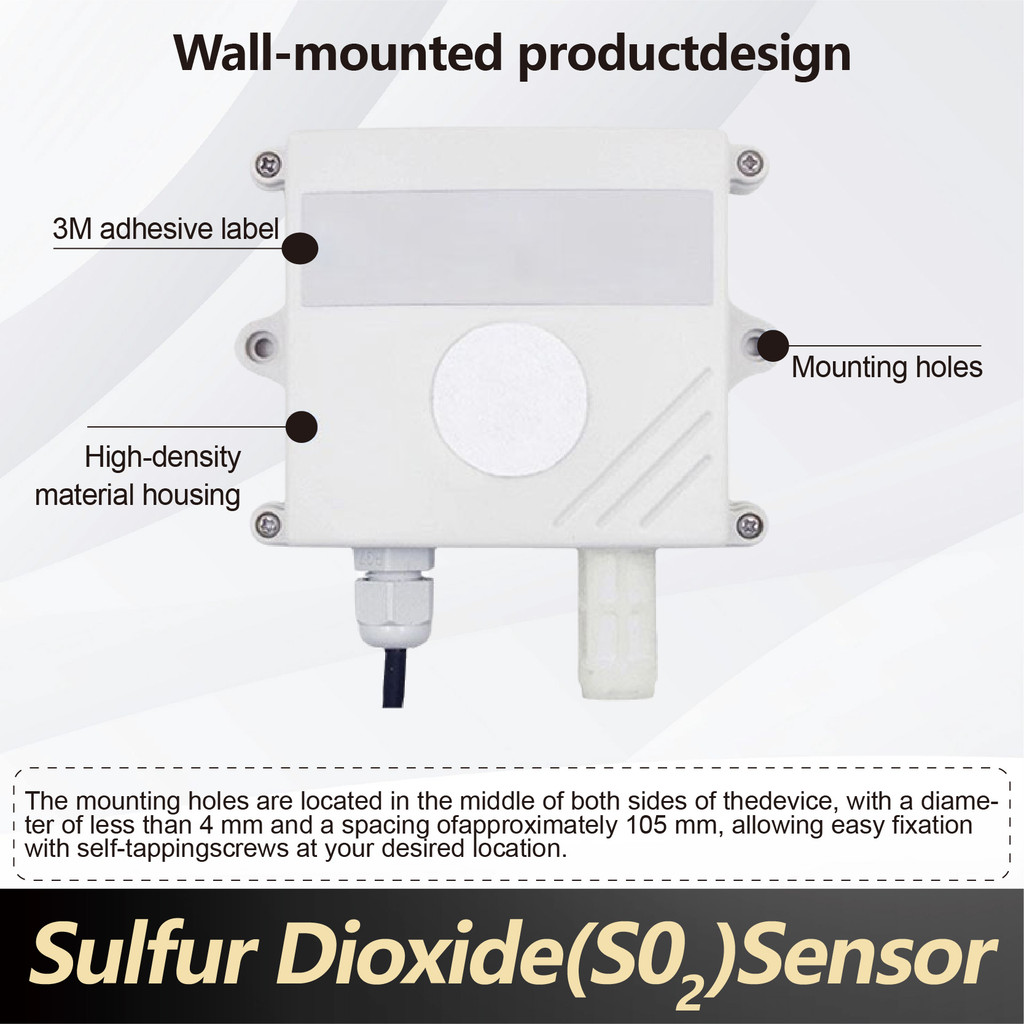 Wall-Mounted SO2 Sensor High Precision Sulfur Dioxide Gas Detector Industrial Air Pollution Monitor