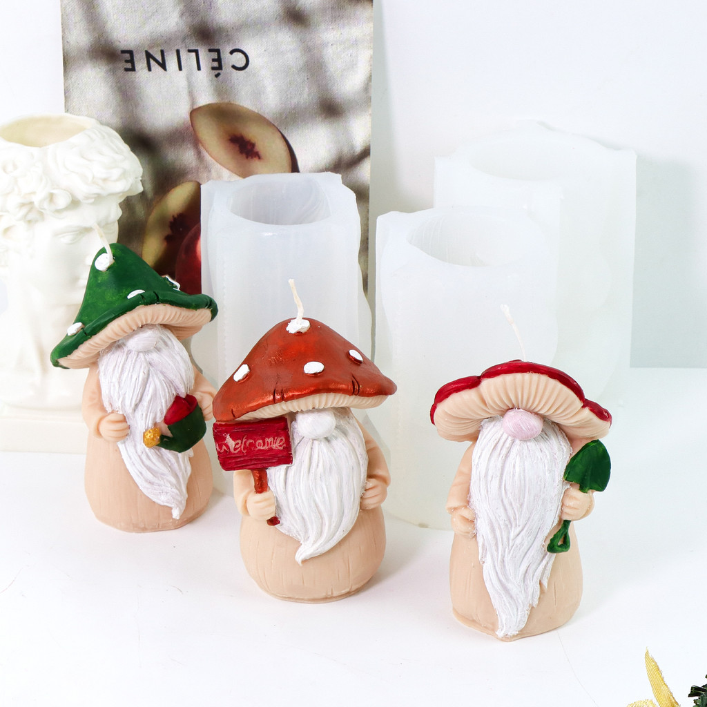 Christmas Dwarf Santa Candle Mold Unique Mushroom Shape Dwarf Silicone Mould DIY Dwarf Soap Epoxy