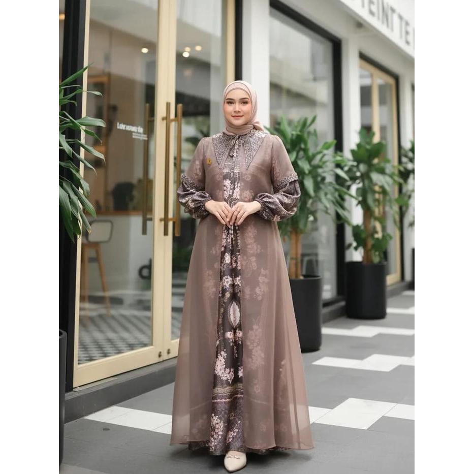 Baradena Gamis Sultan Premium Armany Silk & Organza Motif Eksklusif Wudhu Friendly Adem Ringan Cocok
