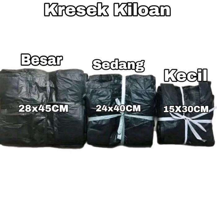 "New" Kresek plastik kantong plastik hitam kiloan 1kg warna hitam uk kecil sedang besar kresek