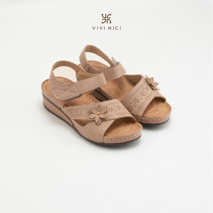 Vivi Nici - Anjali Sandal Slip On Wedges Wanita Hak 5 Cm Merah Pink