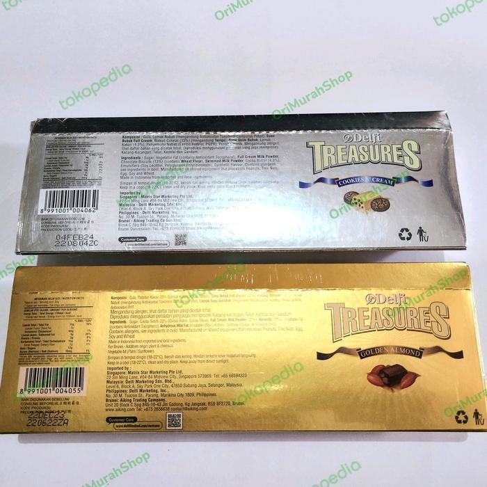 YUMMY Coklat Delfi Treasures Golden Almond Cookies Cream Cokelat Box Silver Gold Treasure Chocolate