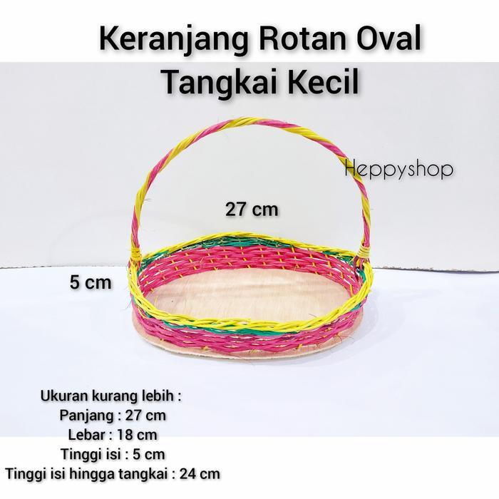 Keranjang Rotan Oval Tangkai Kecil, Keranjang Parcel, Keranjang Buah