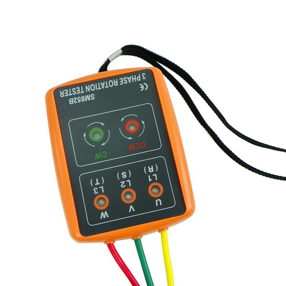 SM852B 3 PHASE ROTATION TESTER DIGITAL PHASE INDICATOR DETECTOR LED BUZZER PHASE SEQUENCE METER