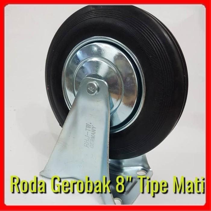 Roda Troli 8 Inch (Mati/Hidup/Rem/Wo) Roda Karet Gerobak Rhj