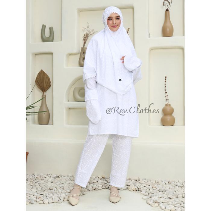 Baju Umroh Wanita Model Tunik Setelan Lengkap Perlengkapan Umroh Wanita Atasan Bawahan Muslim Katun