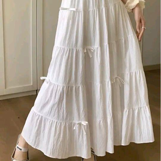 Rok Skirt Susun Pita Wanita Terbaru Bahan Crinkle-Rok Bawahan Serut A-Line Hitam Panjang Remaja