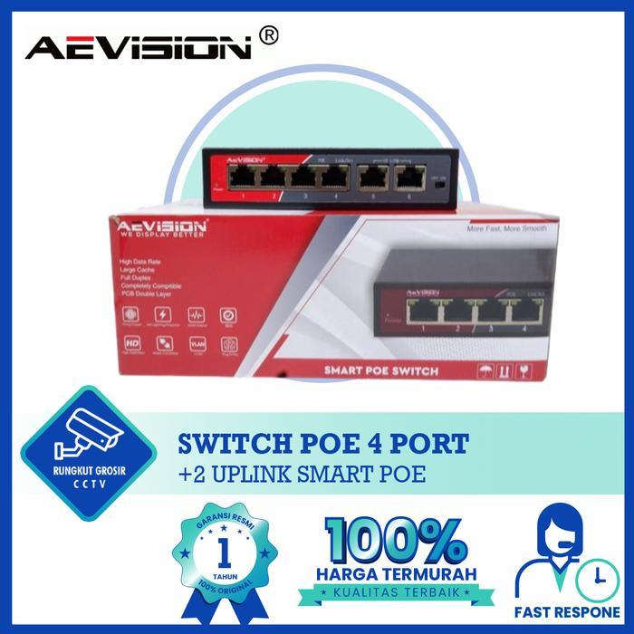 Switch Poe 4 Port +2 Uplink Aevision  Poe 4+2 Uplink 10/100 Smart Poe