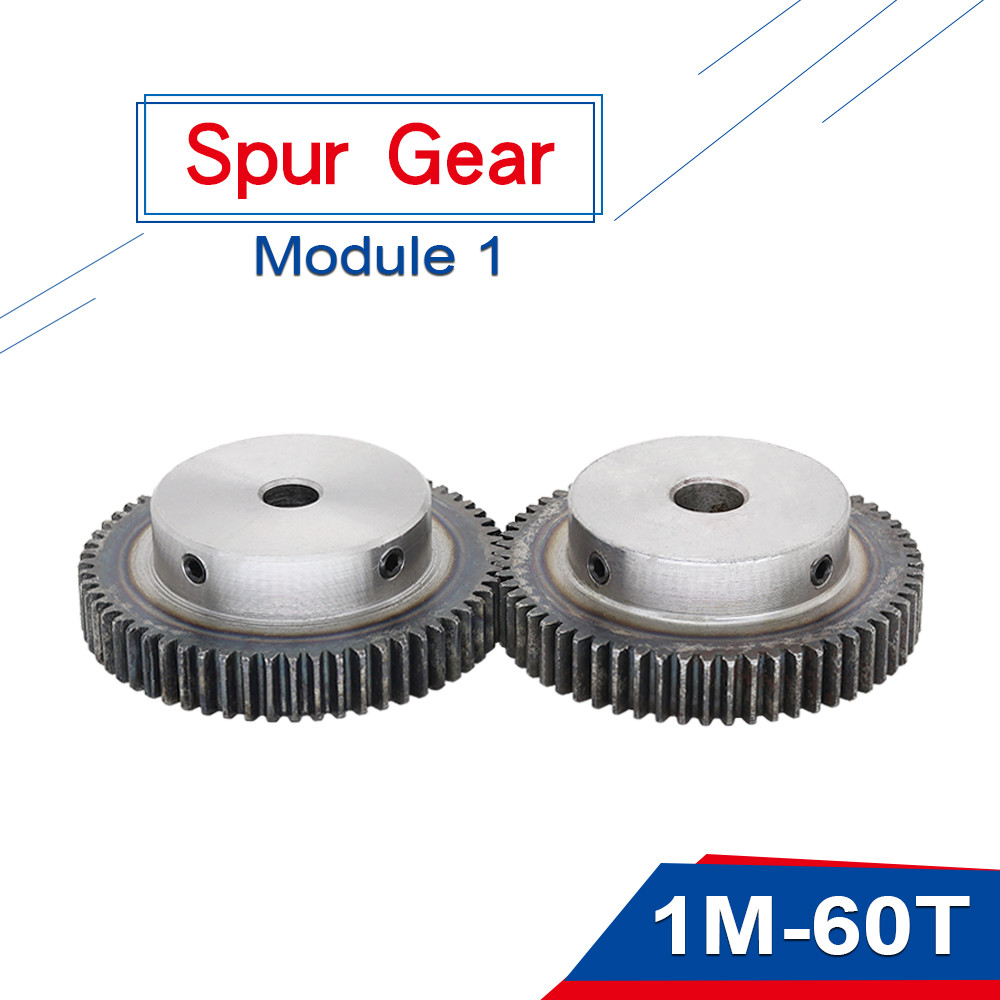 1 Piece 1M60T Spur Gear Bore Size  6 / 8 / 10 / 12  mm Motor Gear Low Carbon Steel Material High Qua