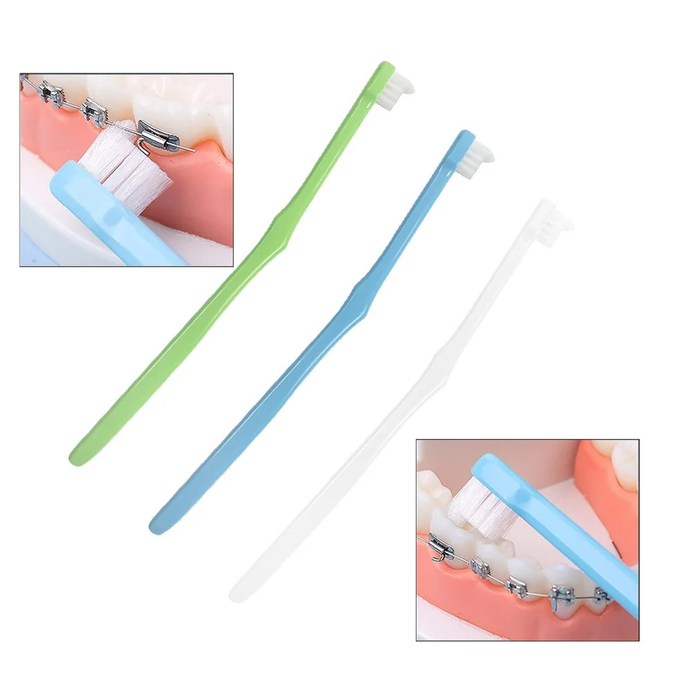 50pcs Dental Orthodontic Toothbrush Braces Interdental Brushes For Teeth Small Head End Tapered