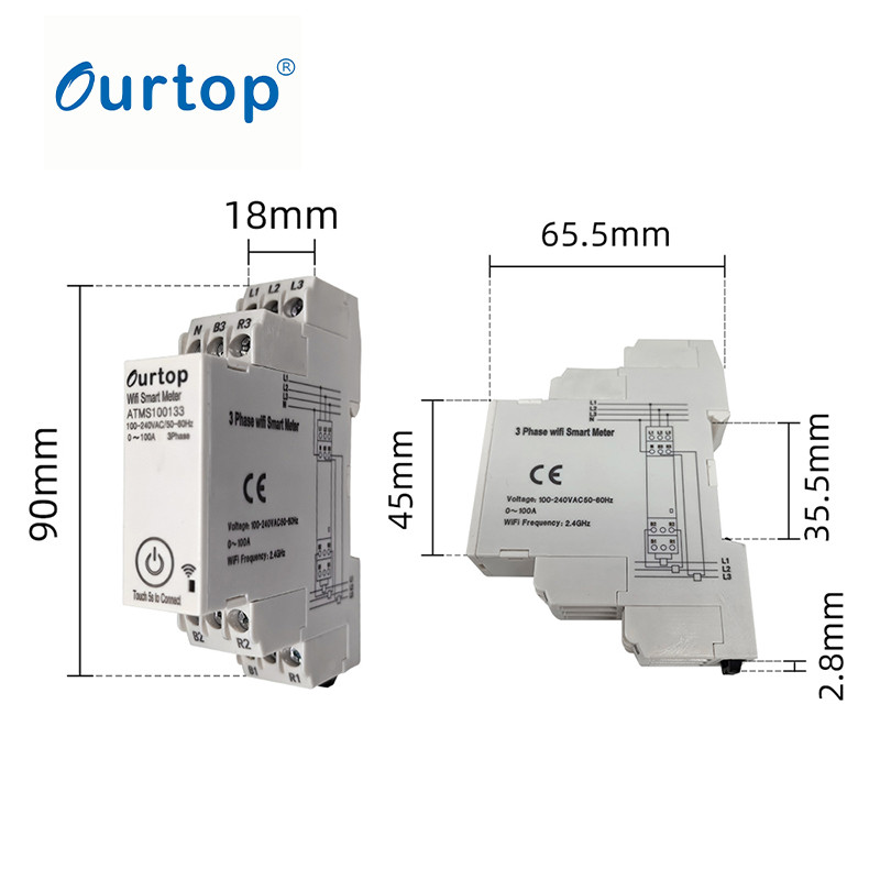 3 Phase Wifi Smart Energy Meter With Current Transformer Clamp Voltmeter Ammeter Voltmeter Ammeter