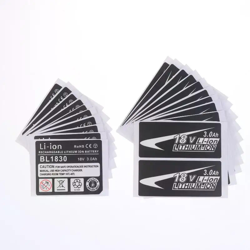 10Pcs/set For 18V 3Ah 4Ah 5Ah 6Ah 9Ah BL1830 Li-Ion Battery Label Stickers 18V Battery Capacity