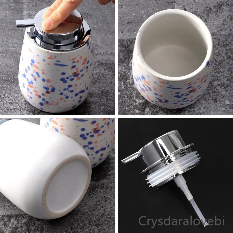 Marbling Ceramic Hand Soap Dispenser Bottle Portable Liquid Soap Bottle Lotion Dispensing Pump