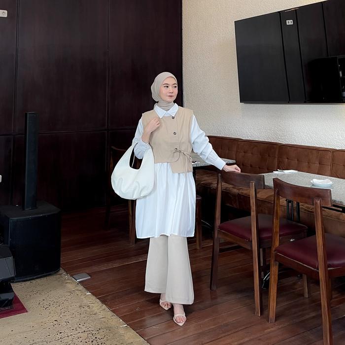 Ini Murah Fash - 1466 Tunik Berbahan Mix Twill Vest Terpisah Tunik