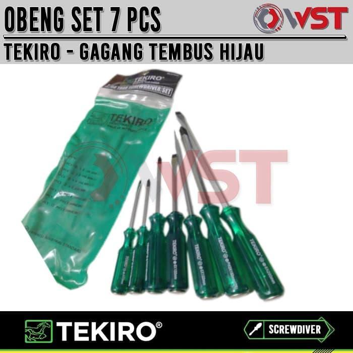 Tekiro Obeng Set 7 Pcs Tembus Hijau / obeng set plus minus