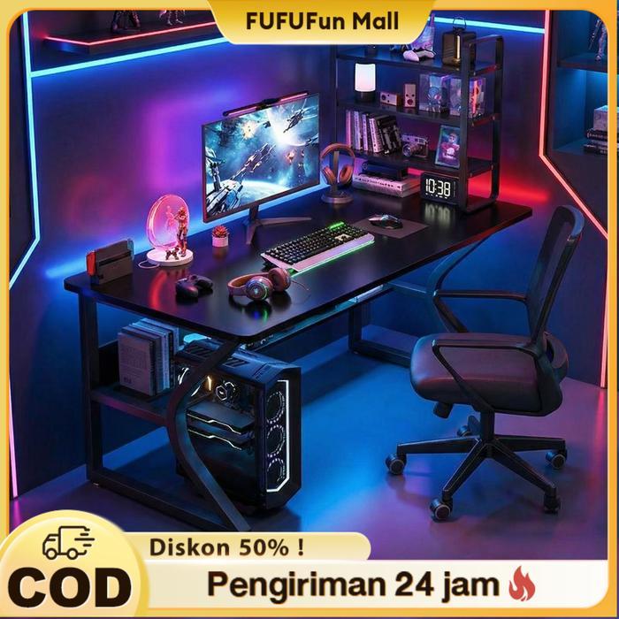 FU Meja Gaming Meja Komputer Gaming Desk Minimalis Modern Meja PC Gamer Meja Kantor Meja Belajar